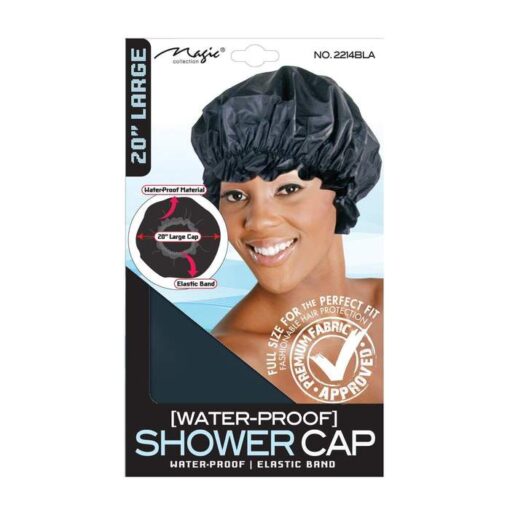 Magic Collection - Waterproof Shower Cap Black - 20" Large