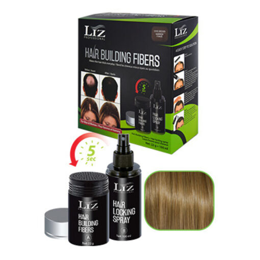 LIZ Professional - Hair Building Fibers & Locking Spray - Light Brown